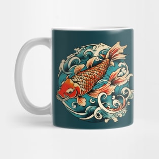 Ocean Waves Vintage Japanese Tattoo Art Koi Fish Mug